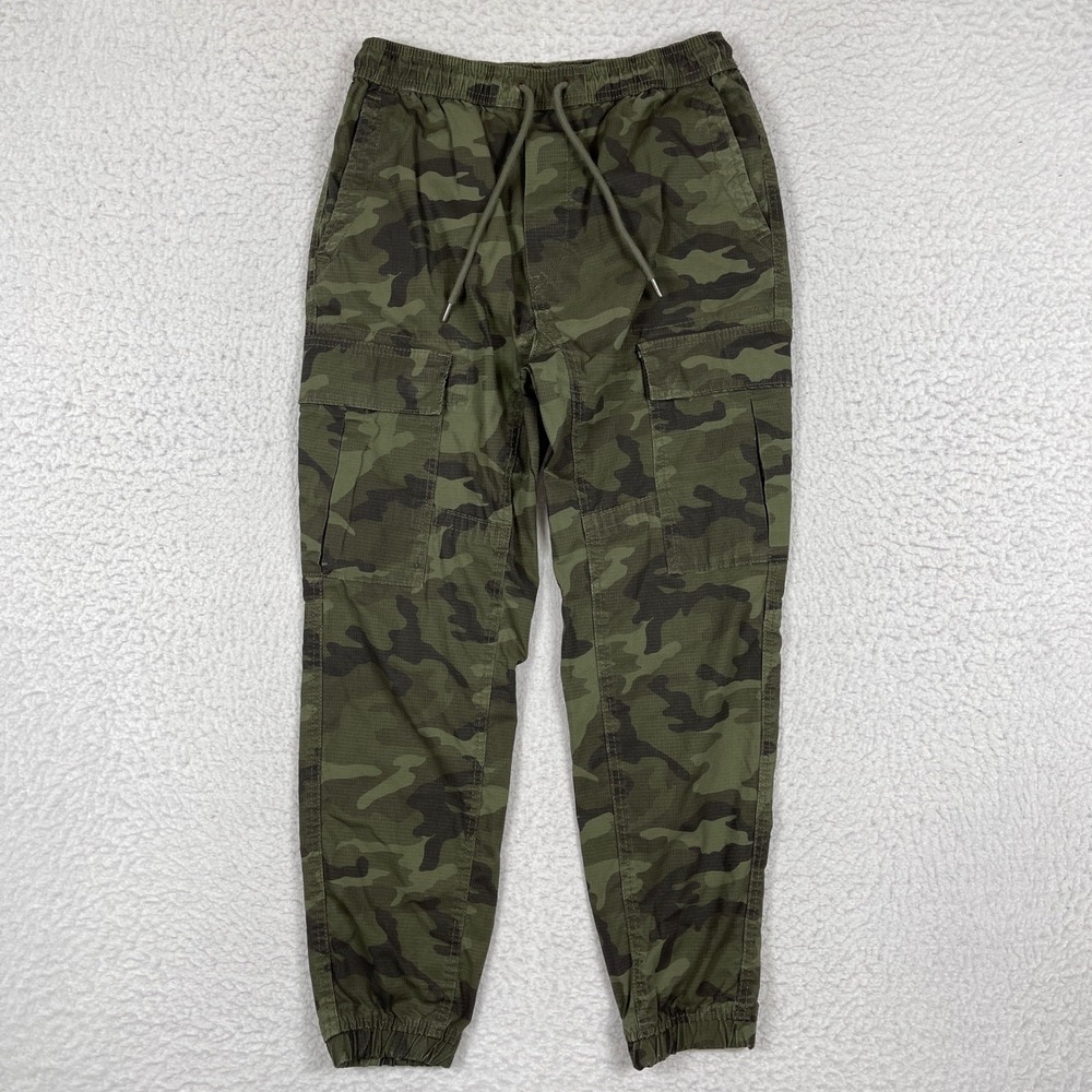 American Eagle Cargo Jogger Pants Mens Small Green Camo Ripstop Flex Streetwear
